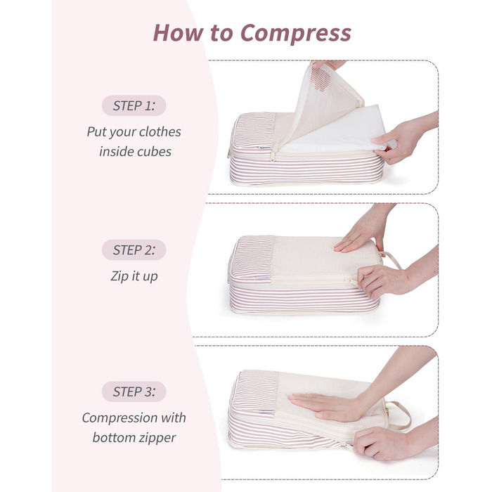 Набір органайзерів для валізи Narwey (6 шт.) - компресійні кубики для подорожей, рюкзаки, сумки-органайзери