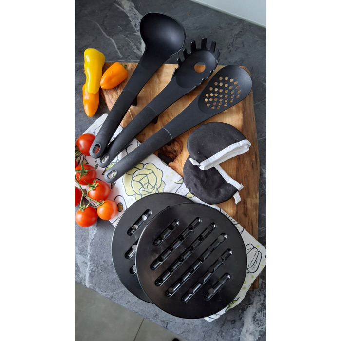 Набір каструль Hoffner, алюміній з мармуровим покриттям, чорний, 17 предметів