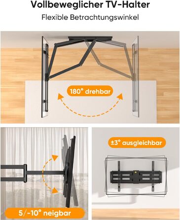 Кронштейн для телевізора FORGING MOUNT HY9458 для XXL TV 60–120 дюймів, до 125 кг, поворотний та нахильний, висувний подвійний важіль 1090 мм, VESA до 900x600мм