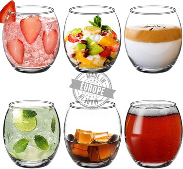 CRYSTALIA Premium Drinking Glasses Set - 6, Whisky Glasses 410 ml 100% LEAD-FREE, Dessert Glasses, Whisky Glasses, Juice Glasses, Tumbler Glasses, Tumbler Glass, Stemless Wine Glasses, Gin Glasses