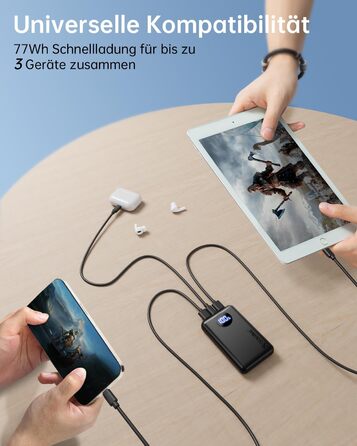 Power Bank Coolreall 20000mAh з LED дисплеєм та швидкою зарядкою (22,5W PD, QC4.0), сірий