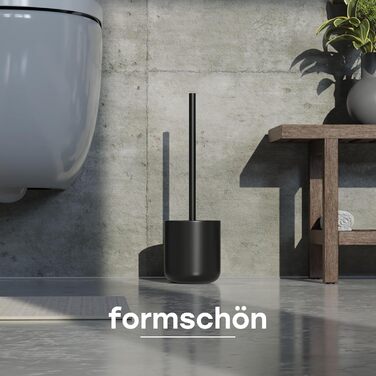 Набір для туалету Savega: щітка для унітазу з нержавіючої сталі та силікону з антибактеріальною насадкою та тримачем (чорний)