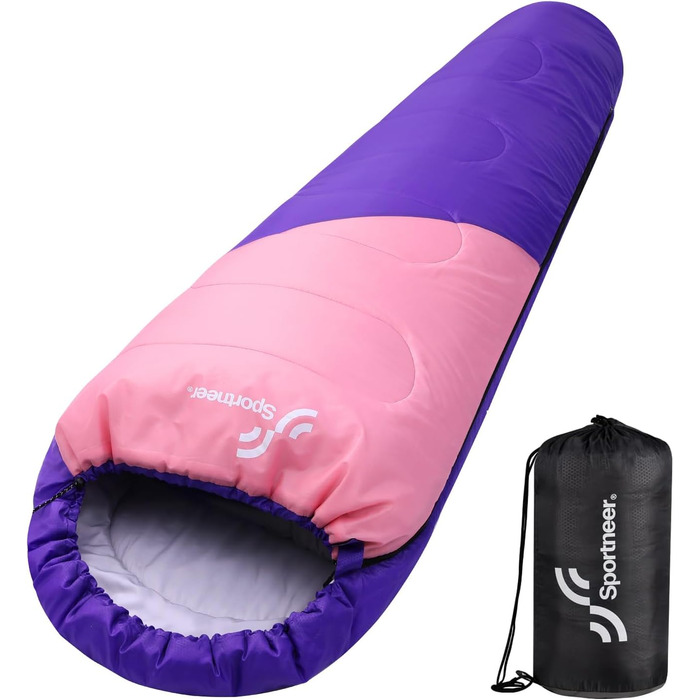 Сплячий мішок Sportneer - компактний та ультралегкий (950г/1500г) - кокон для кемпінгу, подорожей та відпочинку на природі. Підходить для чоловіків, жінок та дорослих (Рожевий, літній)