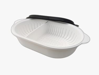Tupperware Super Servierstar 2,5 л з термоситом, кухонний термоконтейнер з друшляком, чорний/білий, для зберігання та подачі їжі, підтримує тепло, кухонний посуд