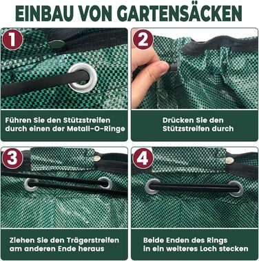 BuzzoXerex 3x Garden Waste Sack with Lid, 272L Stand-Alone Garden Sack with 4 Tear-Resistant Handles, Waterproof, Foldable, Reusable Leaves Sack Large for Garden Waste and Green Waste