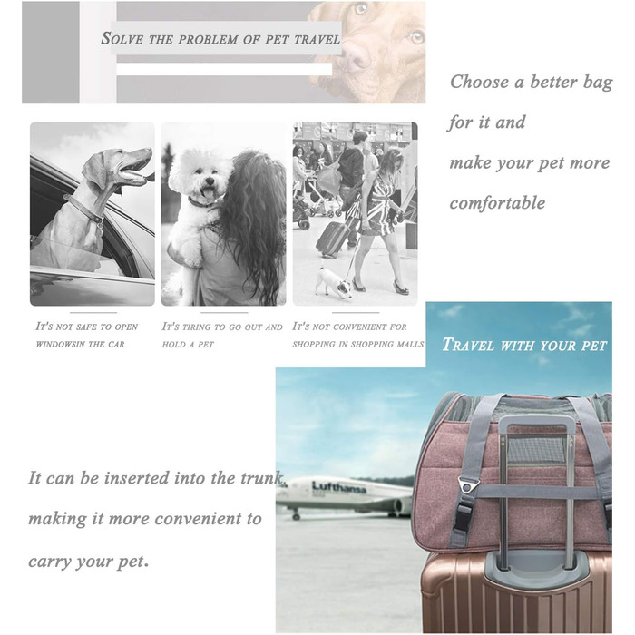 Трансформер-переноска для котів та собак з підкладкою з флісу та сіткою, велика місткість, з плечовим ременем (рожевий)