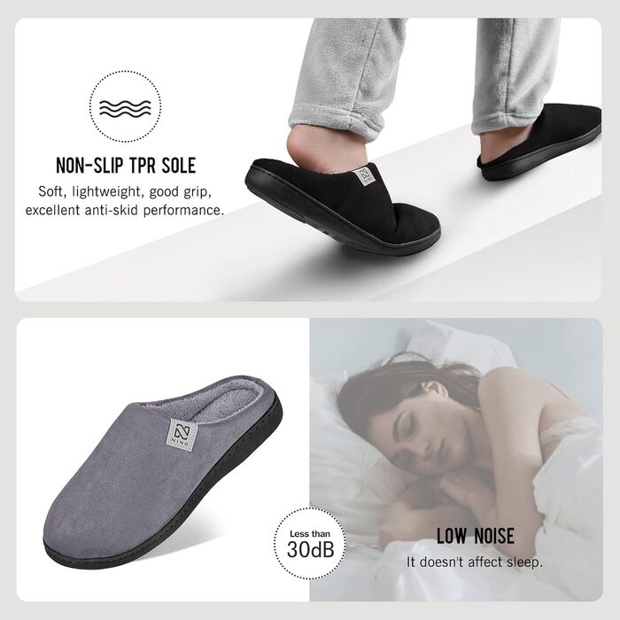 Тапочки домашні жіночі та чоловічі WateLves з Memory Foam, бавовна, для дому та вулиці, 40/41 EU, темно-сірий