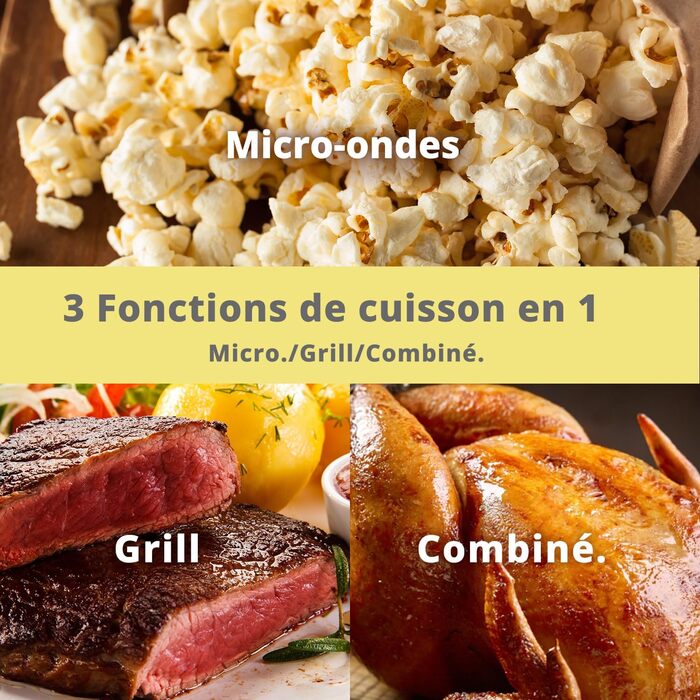 Вбудована мікрохвильова піч COMFEE' CBMAG820BJL-BK, 20 л, 800 Вт, гриль, 5 рівнів потужності, 8 автоматичних меню, функція швидкої заморозки, чорний колір