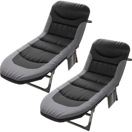 Розкладне ліжко-крісло для кемпінгу та відпочинку: розкладне ліжко, карпове ліжко, ліжко для риболовлі, гостьове ліжко (чорний)