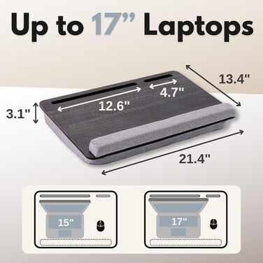 Підставка для ноутбука Vigo Wood - Книжкова підставка для ноутбука до 17,3 дюймів - М'яке підносне ліжко для роботи в ліжку або на дивані - Екологічна підставка для ноутбука для дому (Cambridge & Braun)