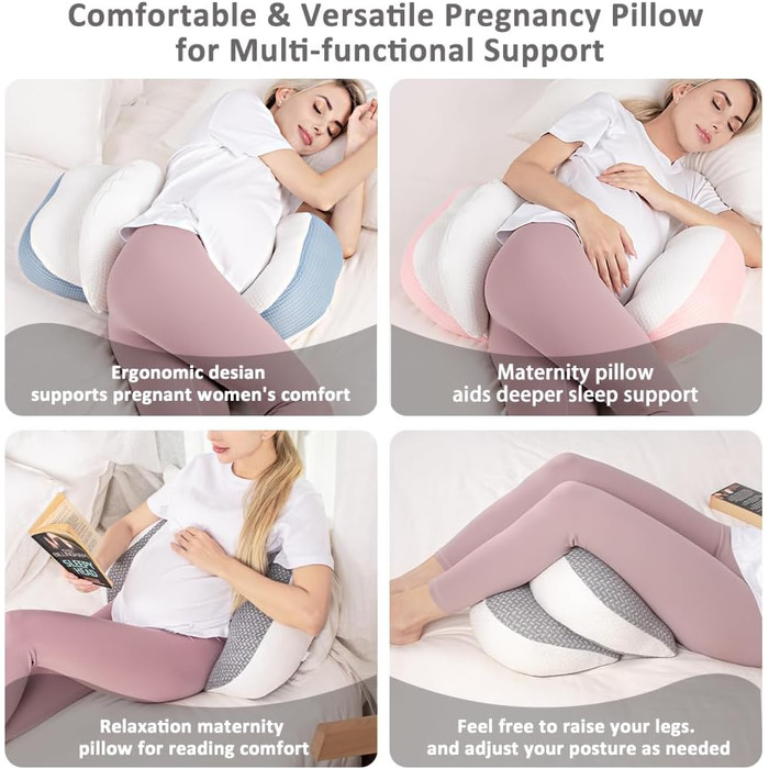Тілопідтримуючий подушок для вагітних Chilling Home, подушка для сну на бік, регульована та портативна, для жінок та тих, хто спить на боці, з дихаючим чохлом (рожевий)
