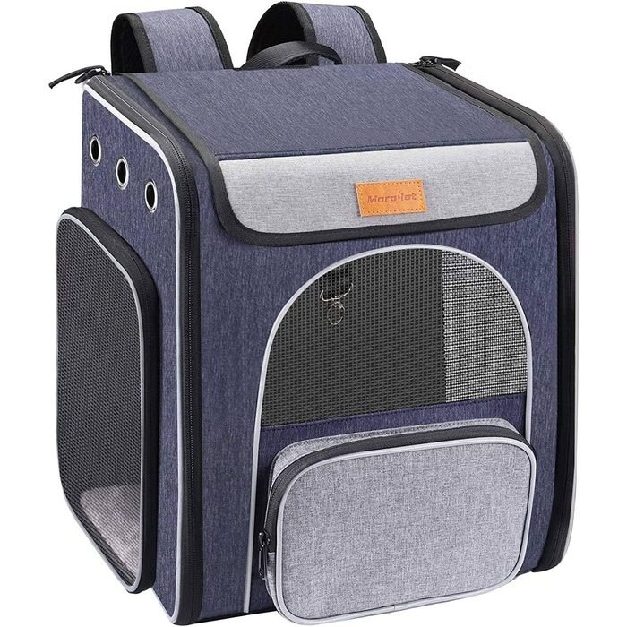 Рюкзак-переноска для котів та маленьких собак Morpilot, 7 кг, блакитно-сірий, 33л