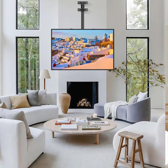 Кронштейн для телевізора на стелю 26-68 дюймів, поворотний, нахильний, до 45 кг, VESA 400x400, регульована висота