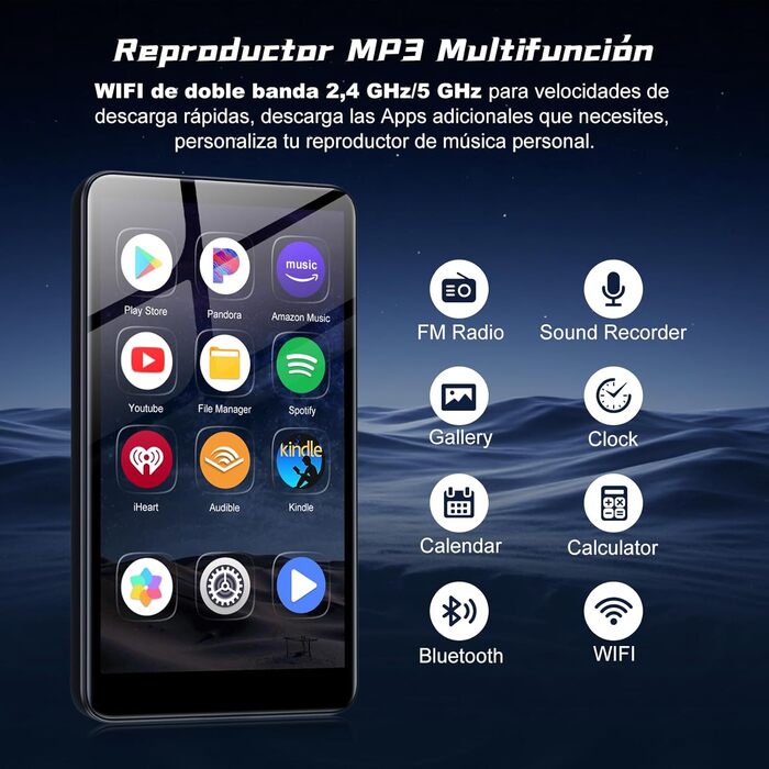 MP3 плеєр 32GB з Bluetooth 5.3, HiFi звук, для дітей, чорний (M9) - портативний музичний плеєр з еквалайзером, FM-радіо, підтримкою TF-карти до 128GB та навушниками