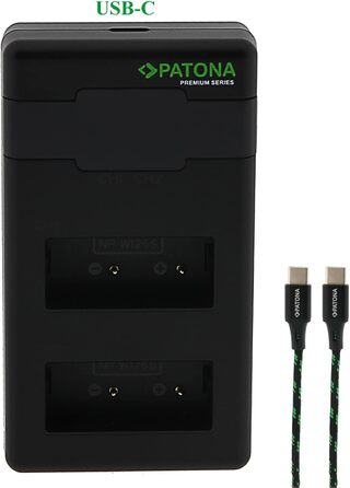 Зарядний пристрій PATONA NP-W126s/NP-W126 з дисплеєм LCD, USB-C, PD/QC, 1000mA - сумісний з X-M5, X100VI, X-S10, X-T20, X-T30 II, X-T5, X-T50 та ін.