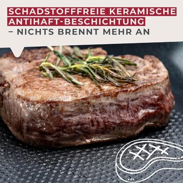 Сковорода Fackelmann Statement 24 см з керамічним покриттям – антипригарна сковорода з переробленого алюмінію, з вафельною структурою дна, для всіх типів плит (включно з індукцією), без PFAS, 24 см
