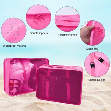 Органайзер для валізи OSDUE, набір 6 шт., Packing Cubes, водонепроникні сумки для одягу, туристичний органайзер, рожевий колір