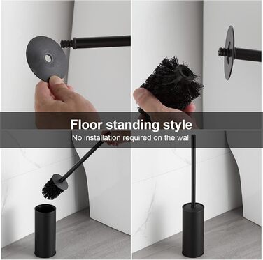 Тримач для унітазної щітки BGL, нержавіюча сталь, кольоровий, круглий, підлоговий, з щіткою, для ванної кімнати (Чорний)