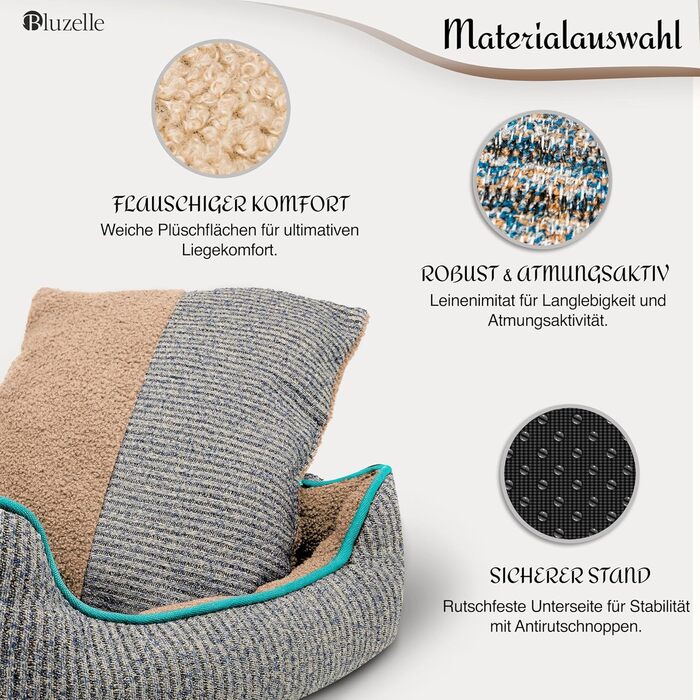 М'яке ліжко для собак та котів, корзина-ліжко, подушка, ліжко для котів, м'яка подушка, розмір S, зелений колір (L - 86x60x24 см, блакитний)