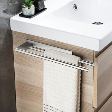 Подвійний тримач для рушників Doppelt без свердління, 304 нержавіюча сталь, сріблястий, 39 см