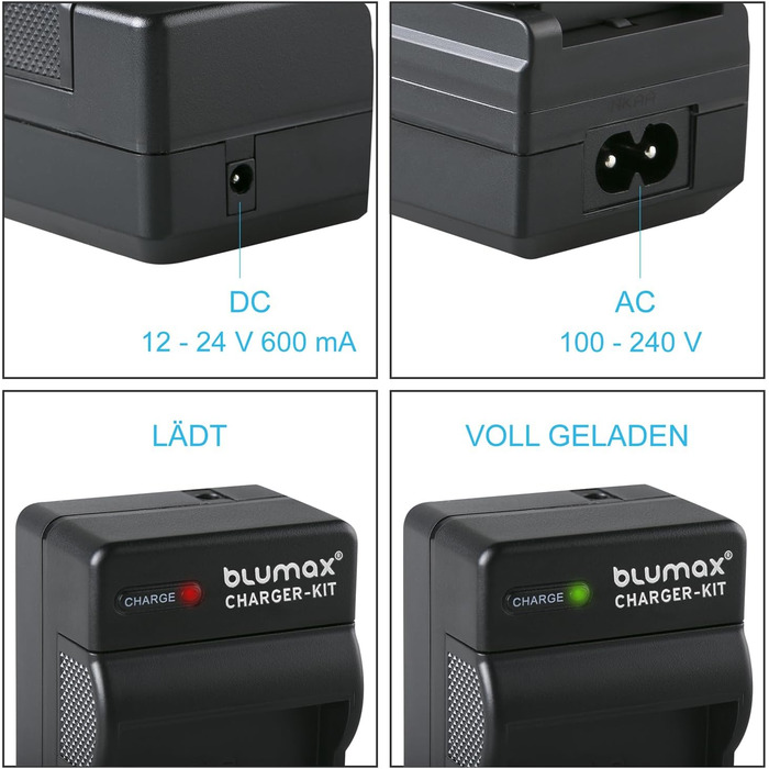 Акумулятор Blumax LP-E10 для Canon EOS 1500D/2000D/4000D + Зарядний пристрій Slim Dual LC-E10e (2x 1020mAh)