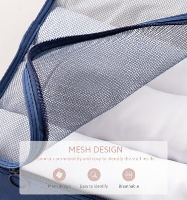 Органайзер для валізи Meowoo, набір 8 шт., Packing Cubes для подорожей та бізнесу, система зберігання багажу (Морська синя)