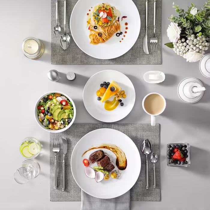 MALACASA, Amelia Series, Porcelain Dinnerware Set for 6 People, 18-Piece Porcelain Tableware Set, White Premium Combination Service, Dinnerware Set consisting of 6 Dinner Plates, 6 Dessert Plates, 6 Soup Plates