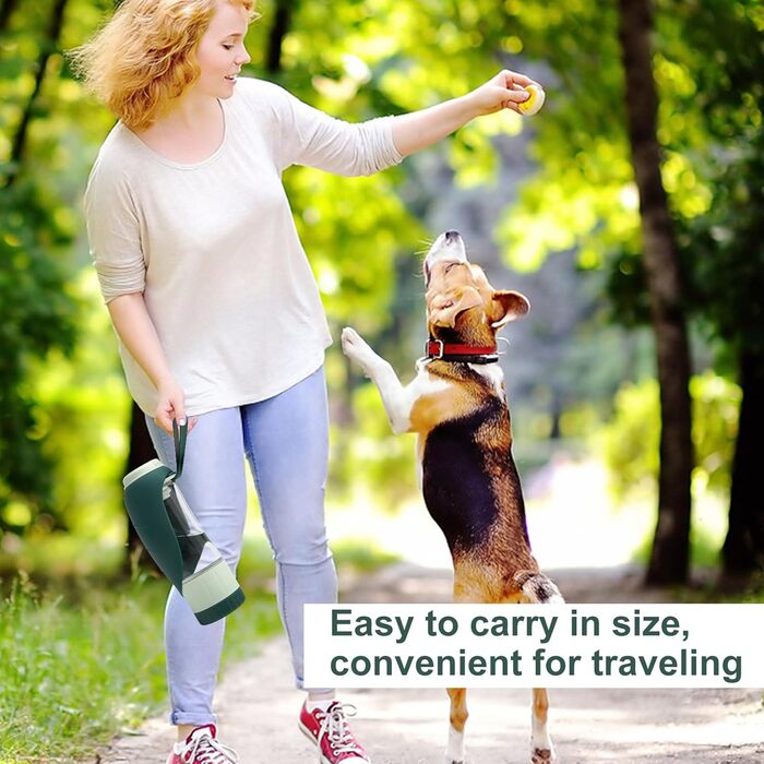 Водяна пляшка для собак 2-в-1 для прогулянок, подорожей та кемпінгу. Зручна водяна пляшка для тварин