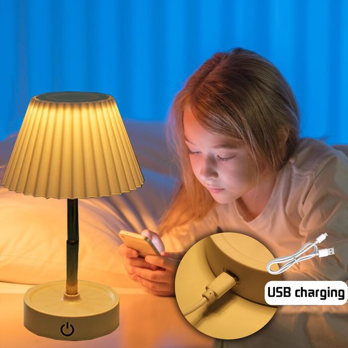 Настільна LED лампа акумуляторна 2 шт., телескопічна, з USB зарядкою, диммер сенсорний, нічник для спальні, вітальні, приліжкова