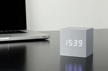 Cube Click Clock Aluminium / White LED 6.8x6.8x6.8 cm Black