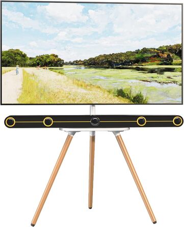 Adjustable TV Stand for 43-65 inch TVs - White Wooden Base with VESA 400x400 Support (35kg Capacity)