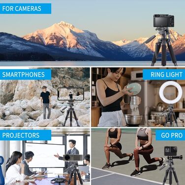 Штатив ZOMEi 188 см, професійний, для DSLR, камер, телефонів, проекторів, далекобійних приладів (чорний)