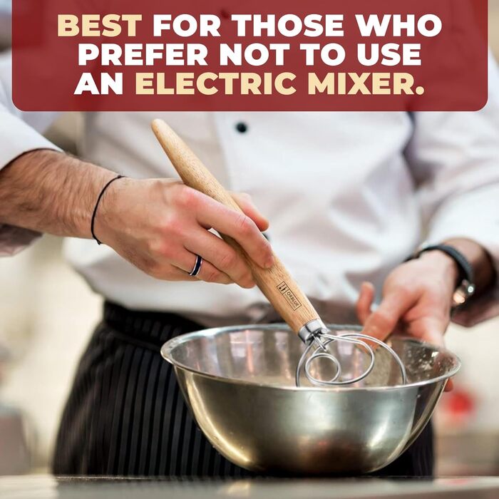 ORBLUE Набір з 2 теігоберів для тіста з нержавіючої сталі та дерев'яною ручкою, 33 см – аксесуари для випічки, підходять для тіста для хліба, піци та випічки