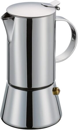 Cilio AIDA Espresso Maker 4 Cups | Polished Stainless Steel | Suitable for all stovetops, including induction | Ø 9cm, H:17.5cm | Italian Coffee Machine | Cafetera Polished Stainless Steel 4 Cups
