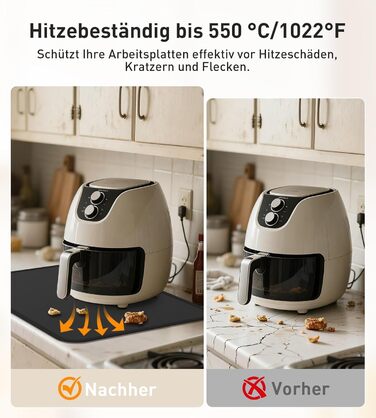 Термостійкий килимок під кавоварку Ankway 40x60 см, чорний. Захист від нагріву, антиковзаюча, водонепроникна підставка для кухонної стільниці. Силікон, 30x45x0.2 см