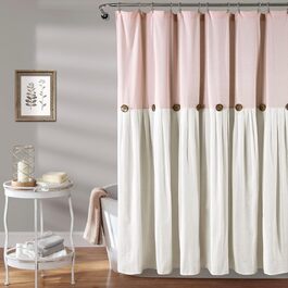 Шторка для душу Lush Decor з льону, 183 x 183 см, сірий та білий (Blush & White)