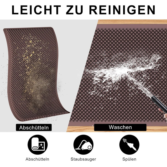 Килимок для підлоги Fowooyeen з силікону, 43 x 76 см, коричневий, для дому та вулиці, миючий, не слизький