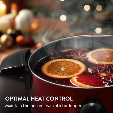 Navaris Mulled Wine Warmer Hot Water Dispenser - Stainless Steel - 6.8L - with Thermostat, Fill Level Indicator, and Tap - Mulled Wine Hot Beverage Machine Red