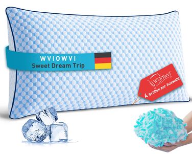 Подушка з піни Memory Foam для сну: охолоджуюча, ергономічна для бокових, спинних та животиків (40x80 см, синьо-біла)