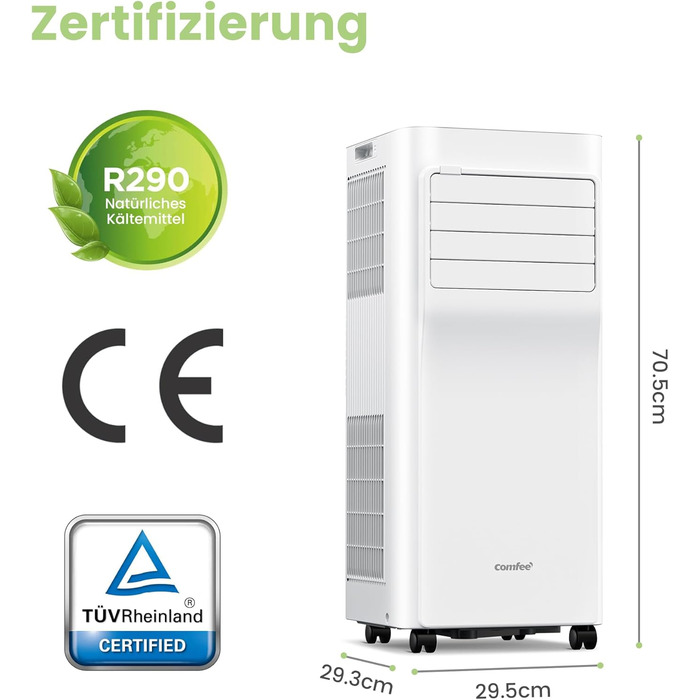Мобільний кондиціонер Comfee Breezy Cool Pro 2.0 (7000 BTU, 2kW) з Wi-Fi, охолодження, вентиляція, осушення, для кімнат до 68 м³