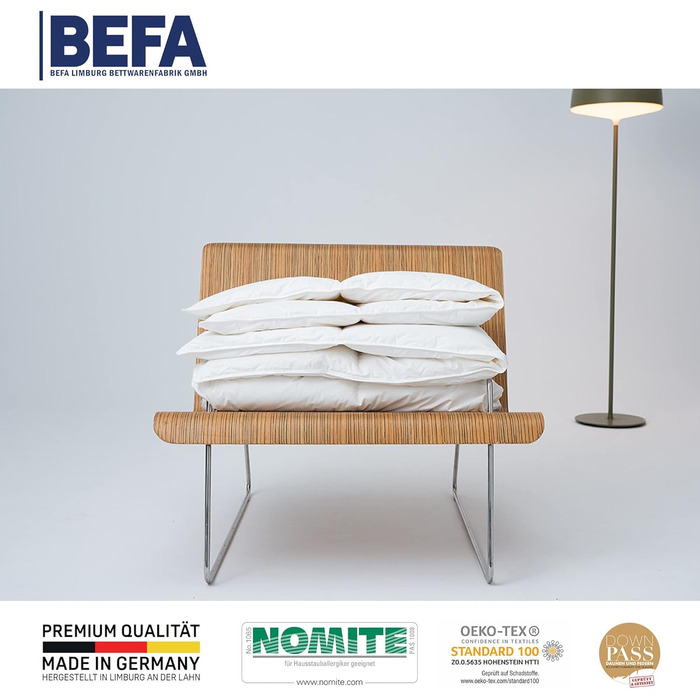 Зимова ковдра BEFA NATUR 155x220 см, 90% гусячий пух, 10% перо, для алергіків, сертифікат Öko-Tex 100, Downpass, Німеччина (2 шт.)