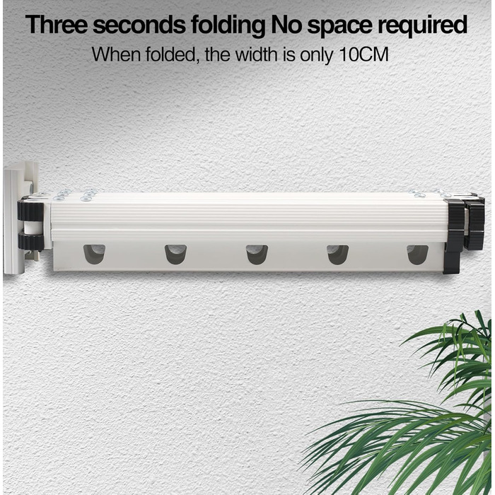 Висувна сушарка для одягу, 3-секційна, настінна штанга для одягу 126 см, економна, складана сушарка з гачками, для балкону, прання, ванної кімнати, білий, молочно-білий