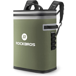 ROCKBROS Холодильна сумка 17L, ізольована сумка-холодильник для пікніка, кемпінгу, риболовлі, подорожей. Збереження холоду до 48 годин (20L рюкзак, зелений)