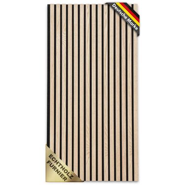 Акустичні настінні панелі KARAT з натурального шпону дуба (White Oak), ламелі з дерева та фетру для шумоізоляції та звукопоглинання, 118 x 60 см