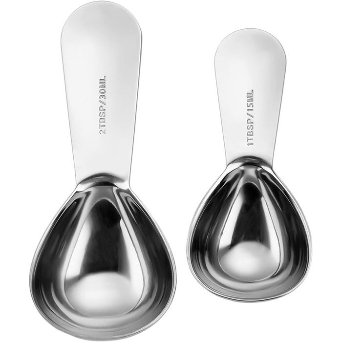 30ml and 15ml pieces, coffee measuring spoons, sugar, tea measuring, tablespoon, baking, utensil, cooking tool, measuring cup
