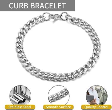 Чоловічий браслет TempBeau на руку: 4/5 шт. з нержавіючої сталі, 19/21 см, ланцюжок-панцир, стильний аксесуар для чоловіків, подарунок для тата/друга