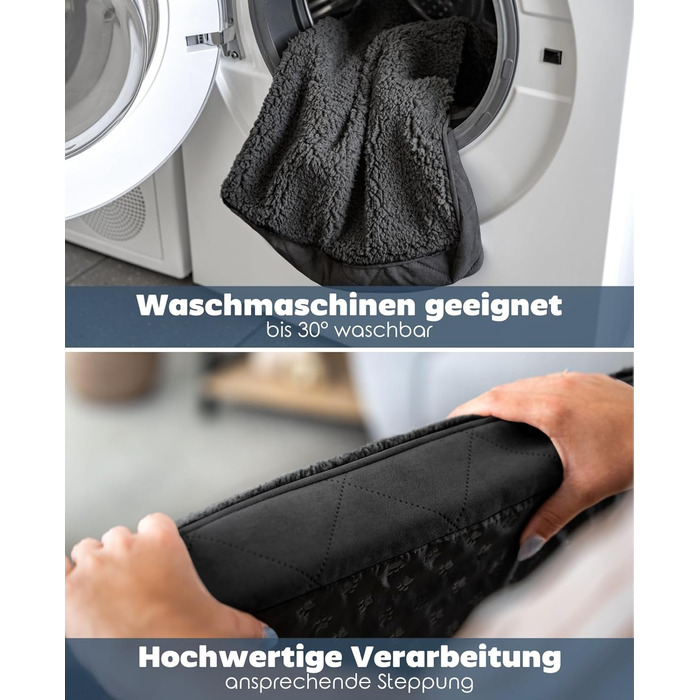 Ортопедичне ліжко для собак Lionto, 76x51x8 см, міцне, з м'яким плюшем, знімний та пральний чохол, водовідштовхувальне, підходить для собак та котів, чорний