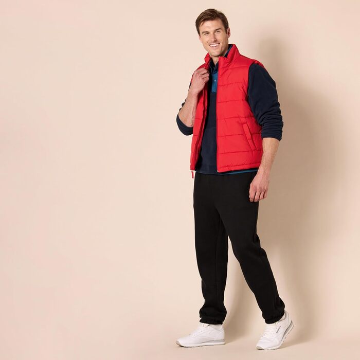 Чоловіча жилетка Amazon Essentials з ізольованим пухом та флісовою підкладкою (XS, Червона)
