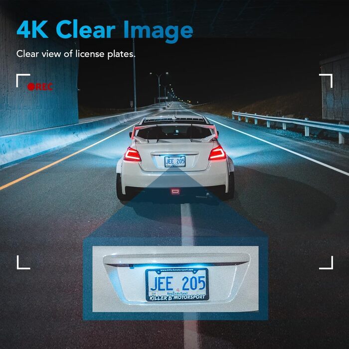 Відеореєстратор AutoSky 4K Dual GPS WiFi з двома камерами: фронтальна 4K Ultra HD, задня 1080P, широкий кут 140°, G-сенсор, циклічна та часова зйомка, нічне бачення, детекція руху