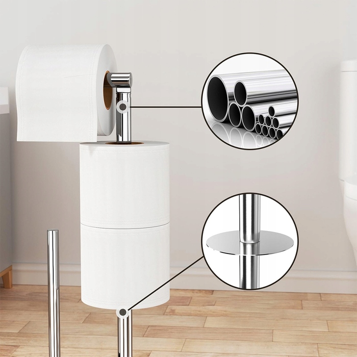 Підлоговий набір для ванної кімнати: тримач для туалетного паперу та йоржик із нержавіючої сталі